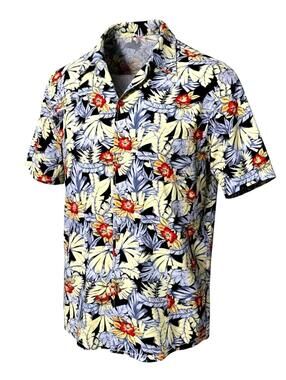 TOMMY BAHAMA Mens (M) Floral Print Hawaiian Camp Shirt 100% Cotton Short-Sleeve